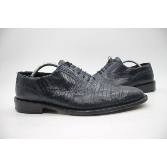 Forli Genuine Teju Navy Lizard Leather Men's Size 10 - Picture 1 of 12